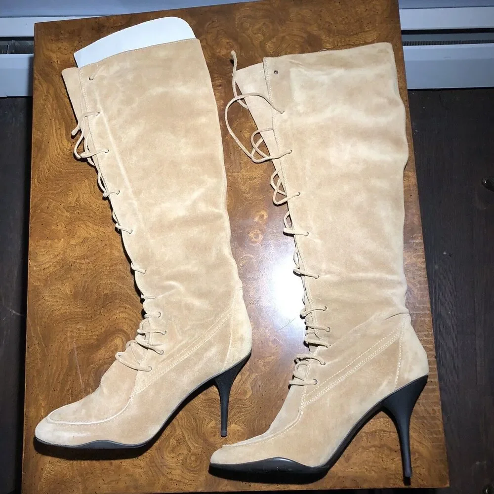 Michael Kors Suede 10M Boots, VINTAGE NEVER WORN Camel/Sport Sue Colby  with Box - Picture 4 of 9